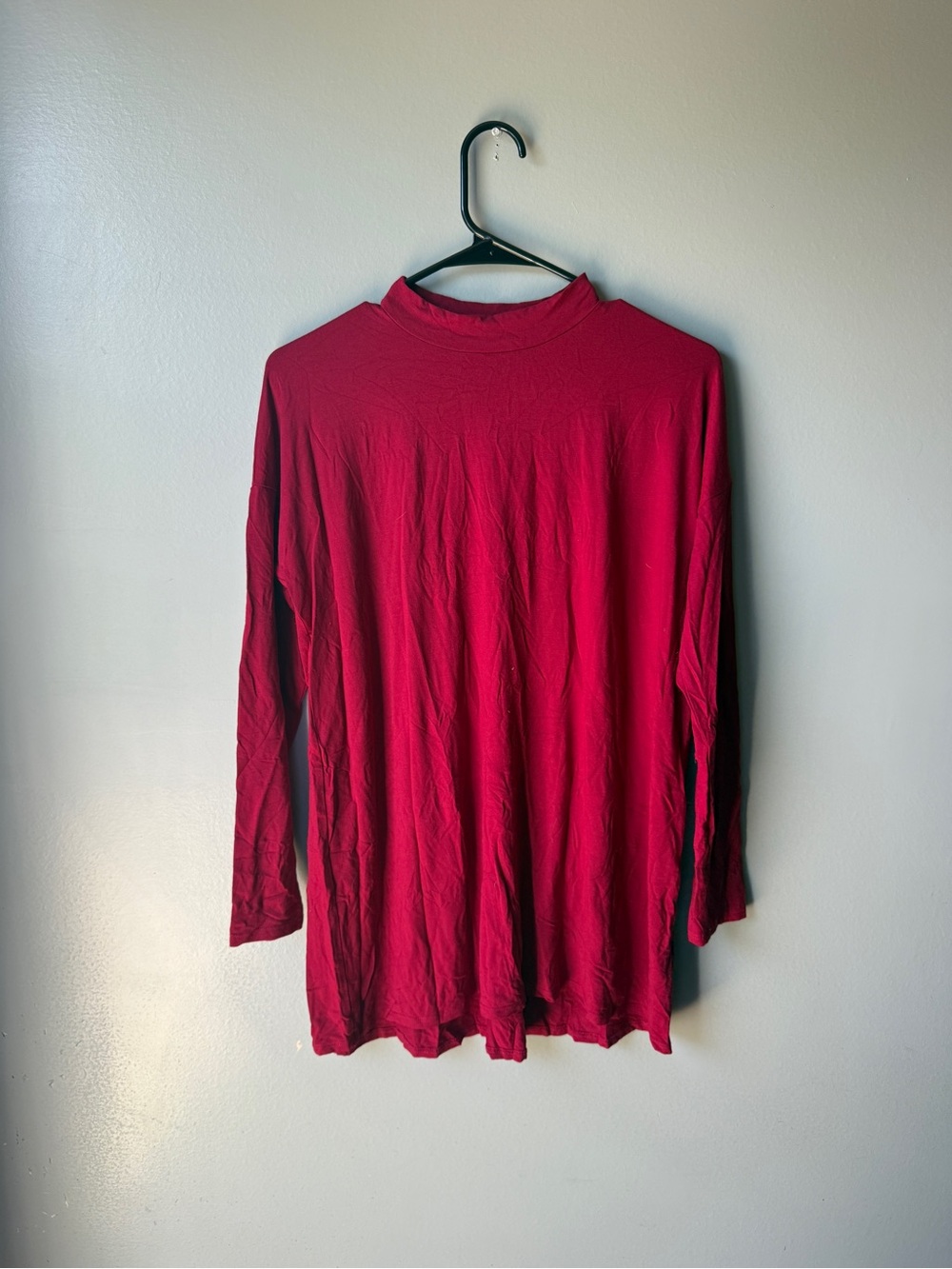 Eileen Fisher Women’s XS Red Mock Neck Long Sleeve Tunic Top